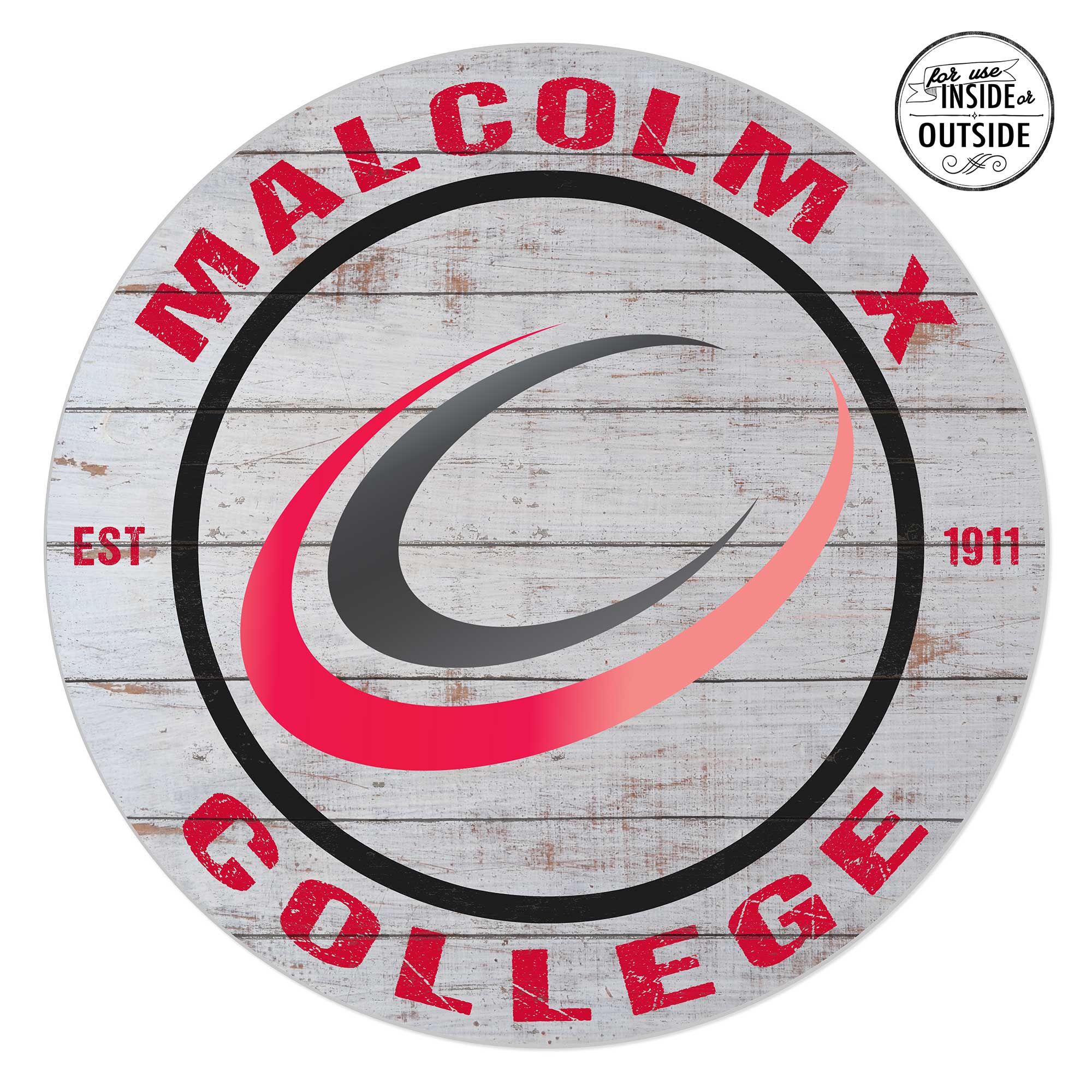 Malcolm X College Hawks 20'' x 20'' Indoor/Outdoor Weathered Circle Sign