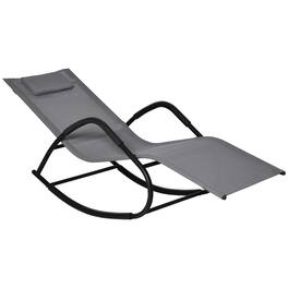 Outsunny - Rocking Chair, Zero Gravity Patio Chaise Sun Lounger, Outdoor Rocker, UV Water Resistant, Pillow for Sunbathing, Lawn - Gray