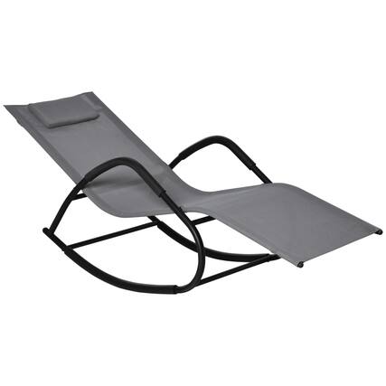 Front. Outsunny - Rocking Chair, Zero Gravity Patio Chaise Sun Lounger, Outdoor Rocker, UV Water Resistant, Pillow for Sunbathing, Lawn - Gray.