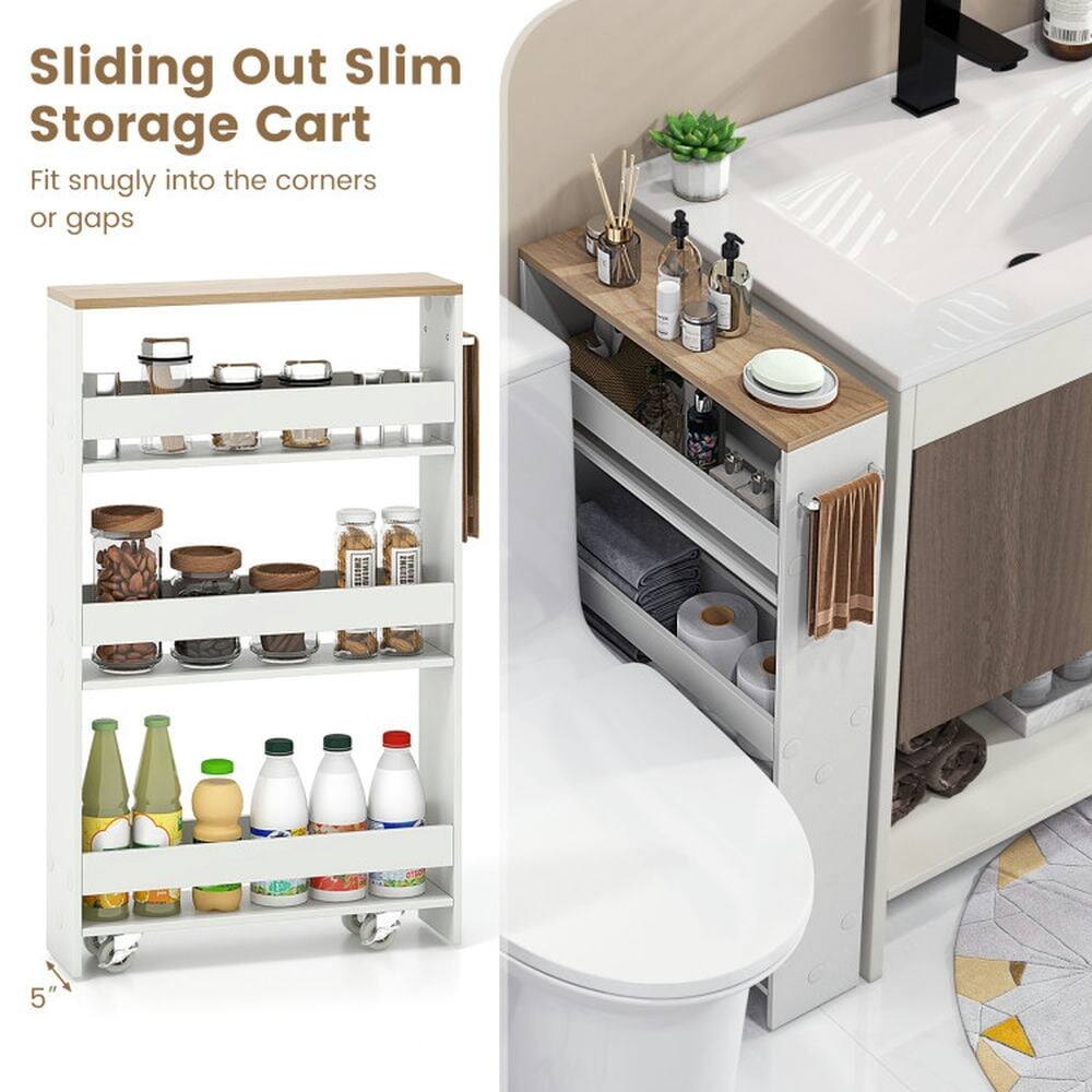 Sliding Out Slim Storage Cart  
Fit snugly into the corners or gaps