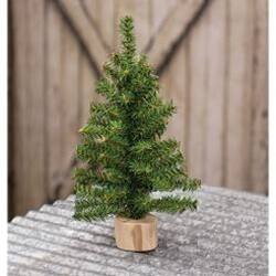 Angle. BreeBe - Mini Tree with Wood Base - 12 In H - Green, Natural.