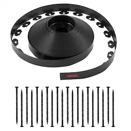 VEVOR - Landscape Edging, 100 ft x 1.5 in Plastic Garden Border Edging with 120 Spikes, No Dig, Flexible Lawn Edgings Roll - Black