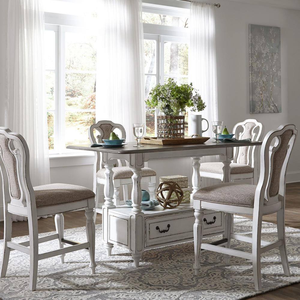 Alt View 1. Liberty Furniture Industries - Magnolia Manor Counter Height Chair (RTA) in Antique White - White.