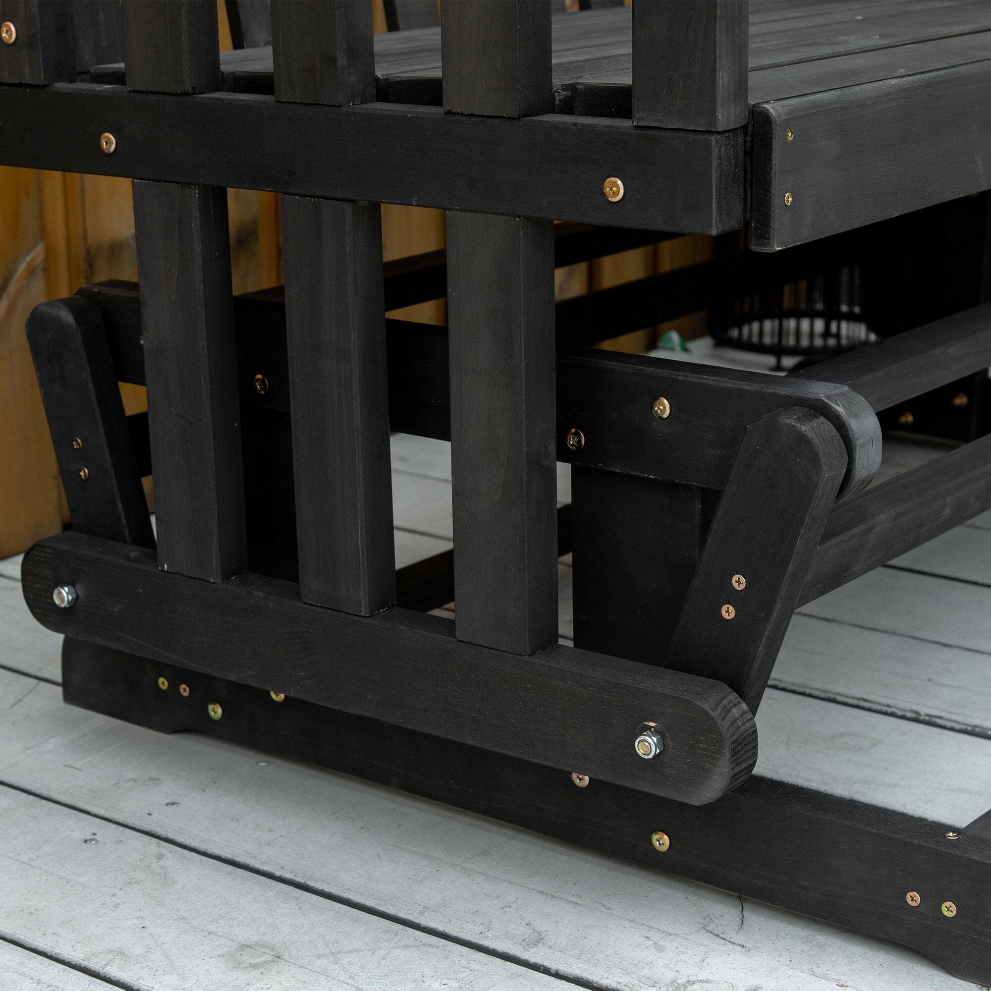 Alt View 4. Outsunny - 2-Person Patio Swing Glider Bench with Quick Drying Design and Wide Armrest, Wood Rocking Chair Loveseat - Black.