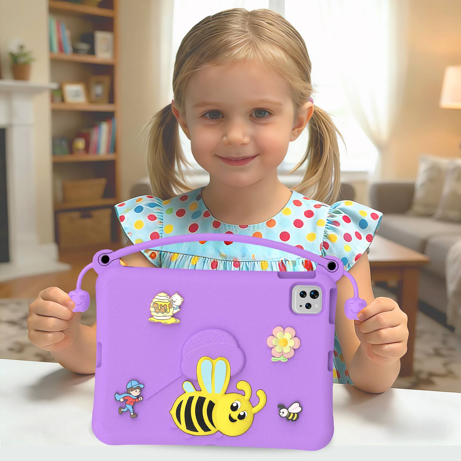 Alt View 1. Dteck - for Apple iPad (A16) 11" 2025 & iPad Air 11‑inch (M4) 2026 Kids EVA Tablet Case,Shockproof Kickstand Cover + Handle - Purple.
