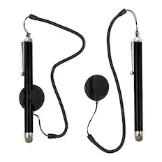 Front. Unique Bargains - 2pcs Screen Capacitive Pen with Spring Rope Fixing Dock High Sensitivity for Mobile Phone Car Navigation GPS POS Tablet - Black.