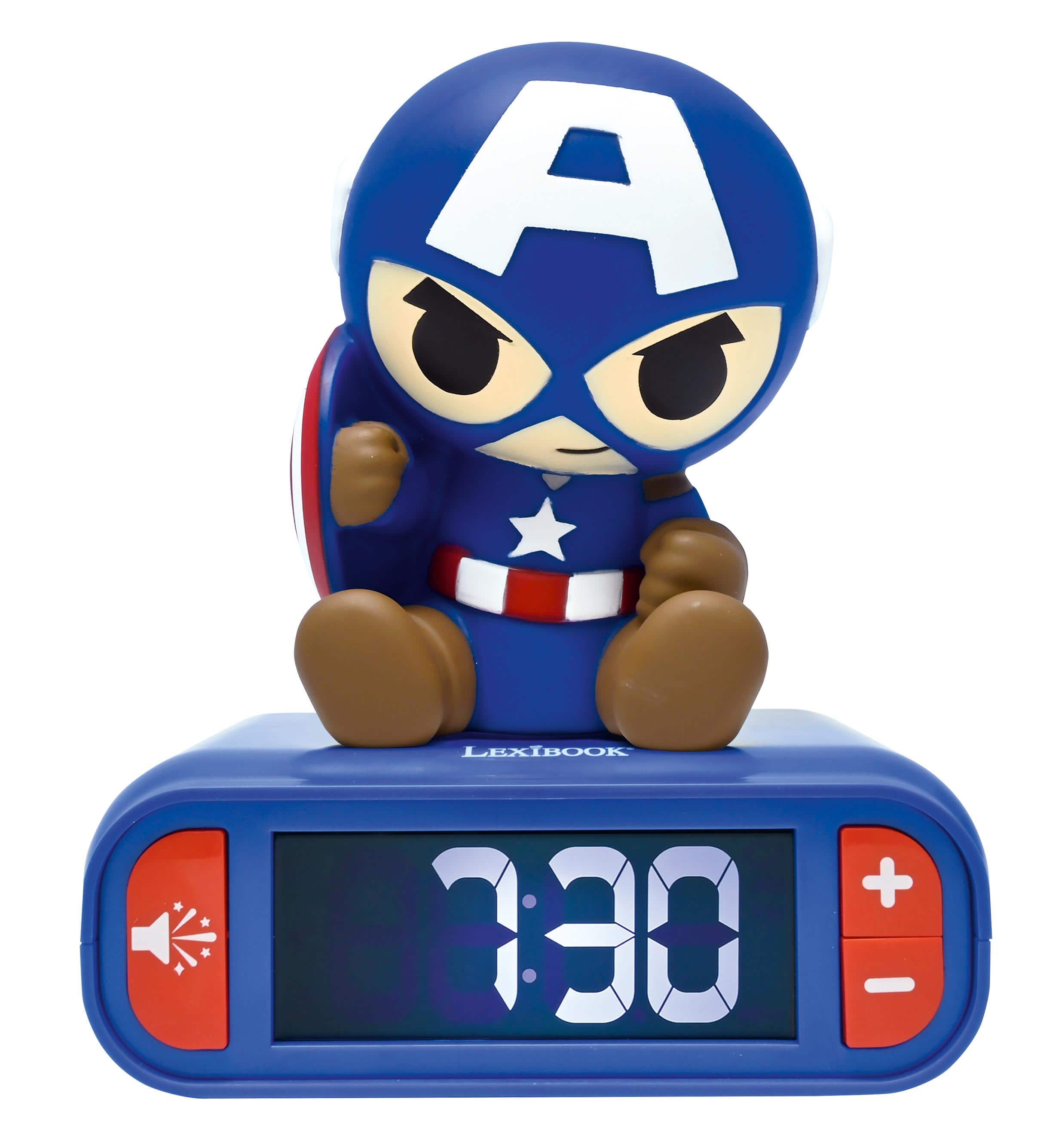 Lexibook - Avengers Night Light Alarm Clock with Sounds - Blue