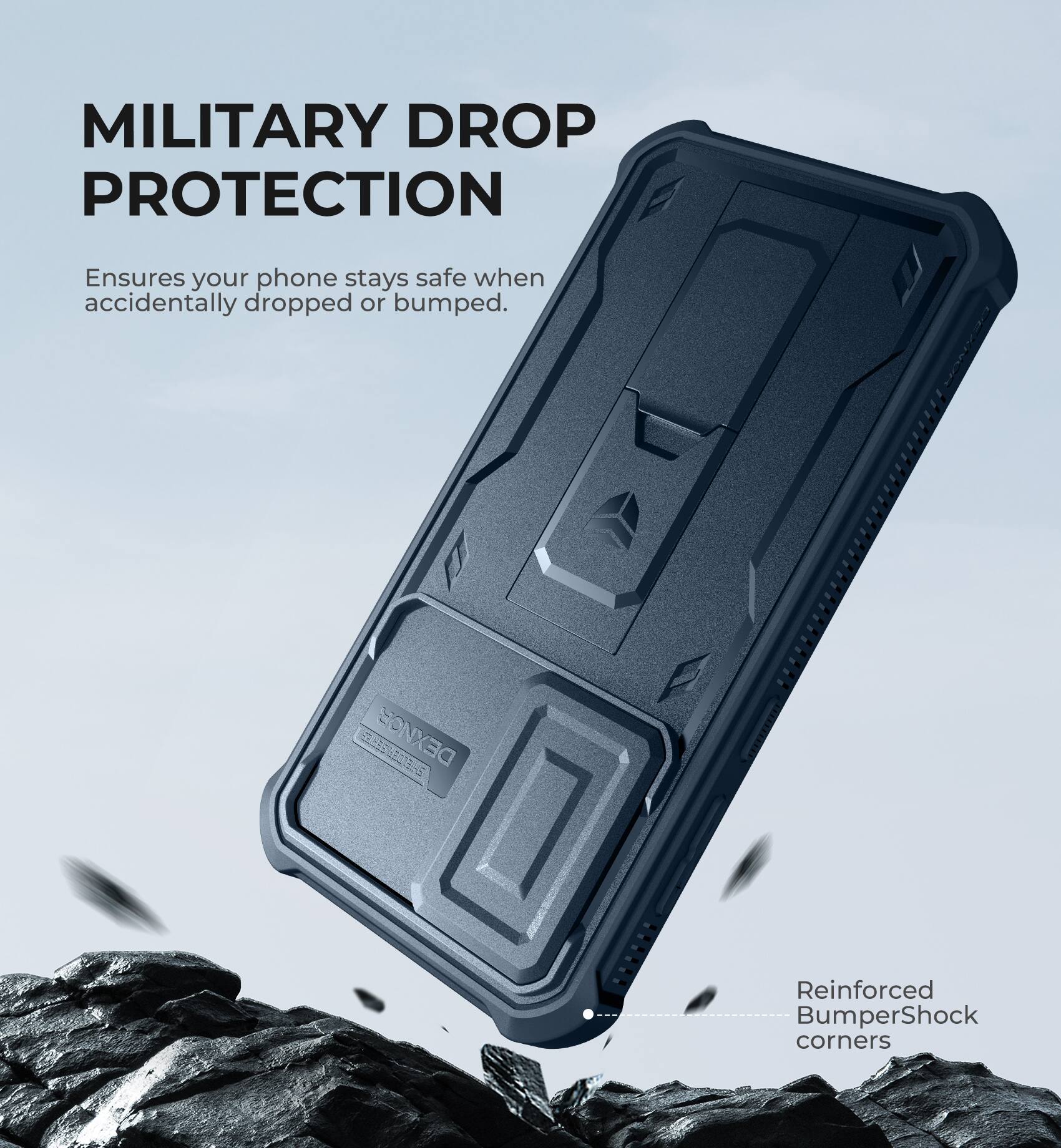 MILITARY DROP PROTECTION
Ensures your phone stays safe when accidentally dropped or bumped.
TMEE DEXNOR
Reinforced BumperShock corners