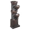 Front. VEVOR - Outdoor Water Fountain, 49.61 in Tall, 5-Tier Jar-Shaped Cascading Design with LED Light and Pump, Ideal for Garden - Iron Brown.