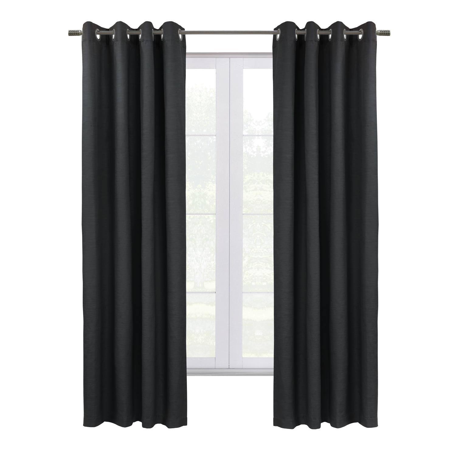 Front. Commonwealth Home Fashions - Thermaplus Shadow Blackout UV Protection Grommet Curtain Panel for Windows 52" x 63" Black - Black.