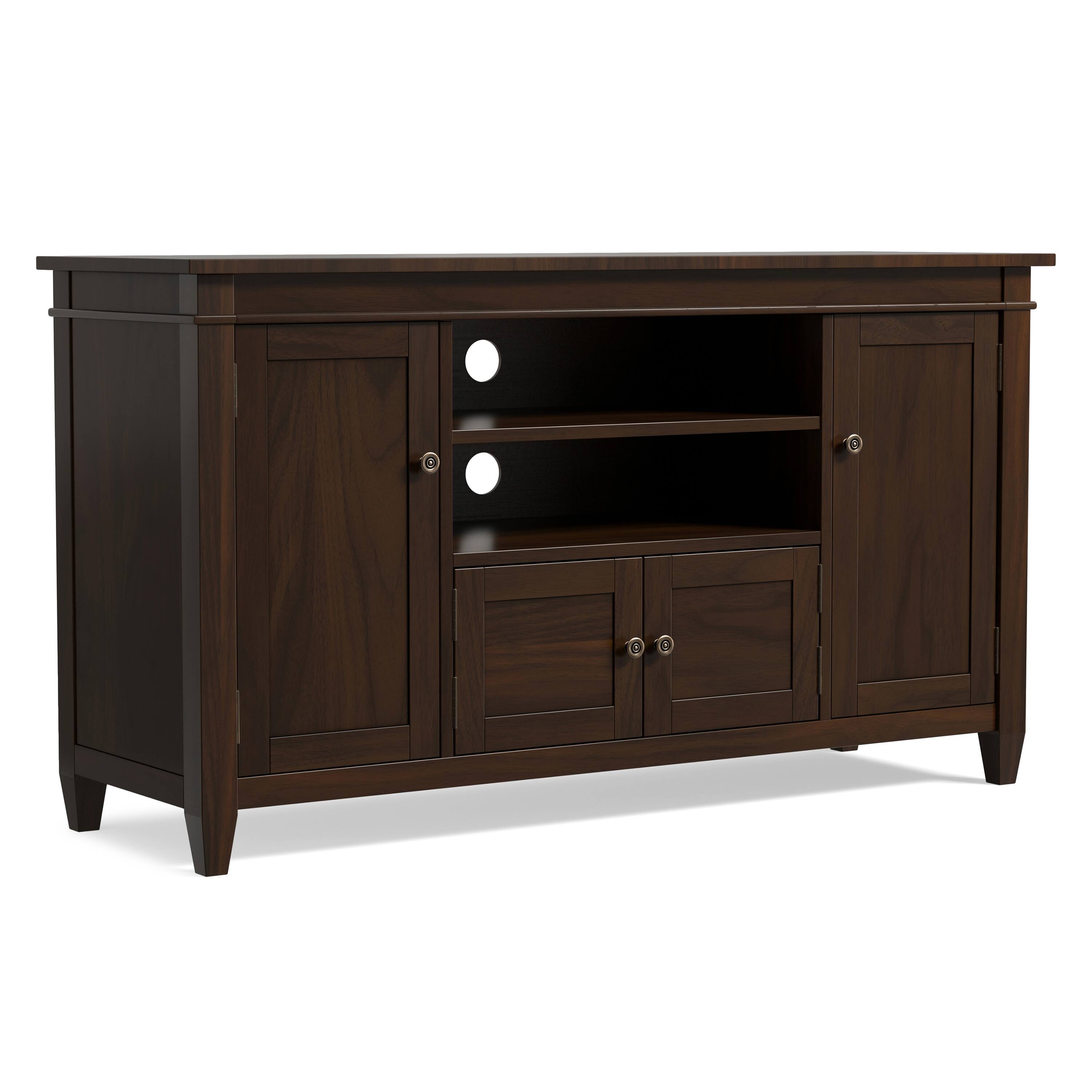 Angle. Simpli Home - Simpli Home Carlton TV Media Stand - Dark Tobacco Brown.