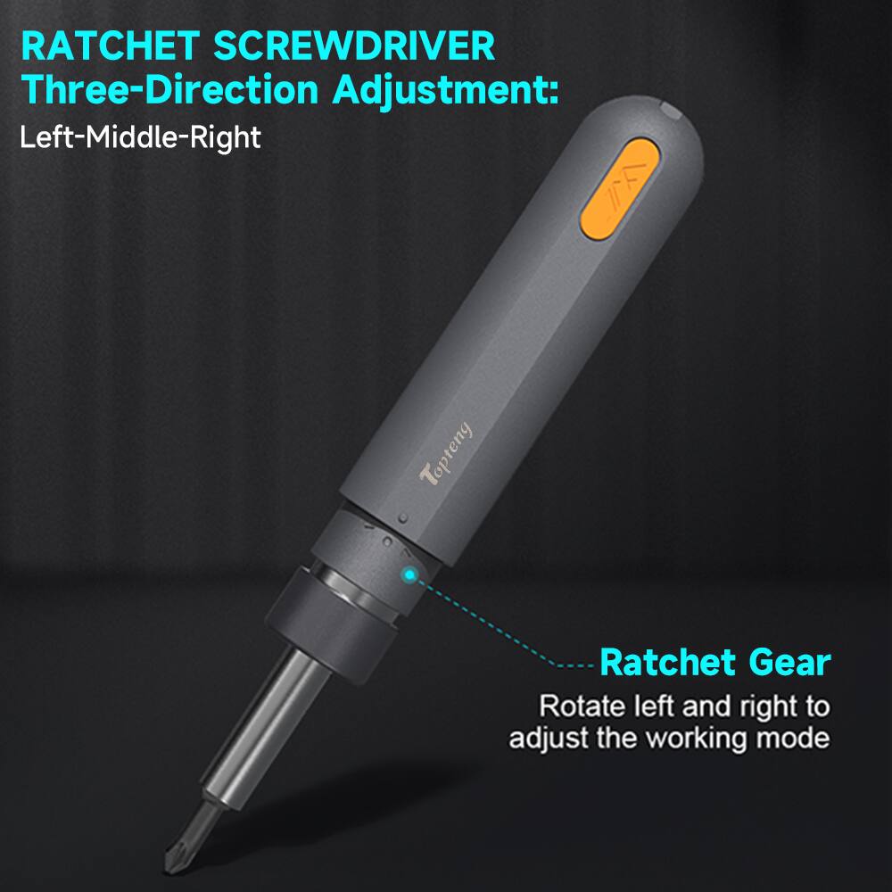 RATCHET SCREWDRIVER  
Three-Direction Adjustment: Left-Middle-Right  

Ratchet Gear  
Rotate left and right to adjust the working mode
