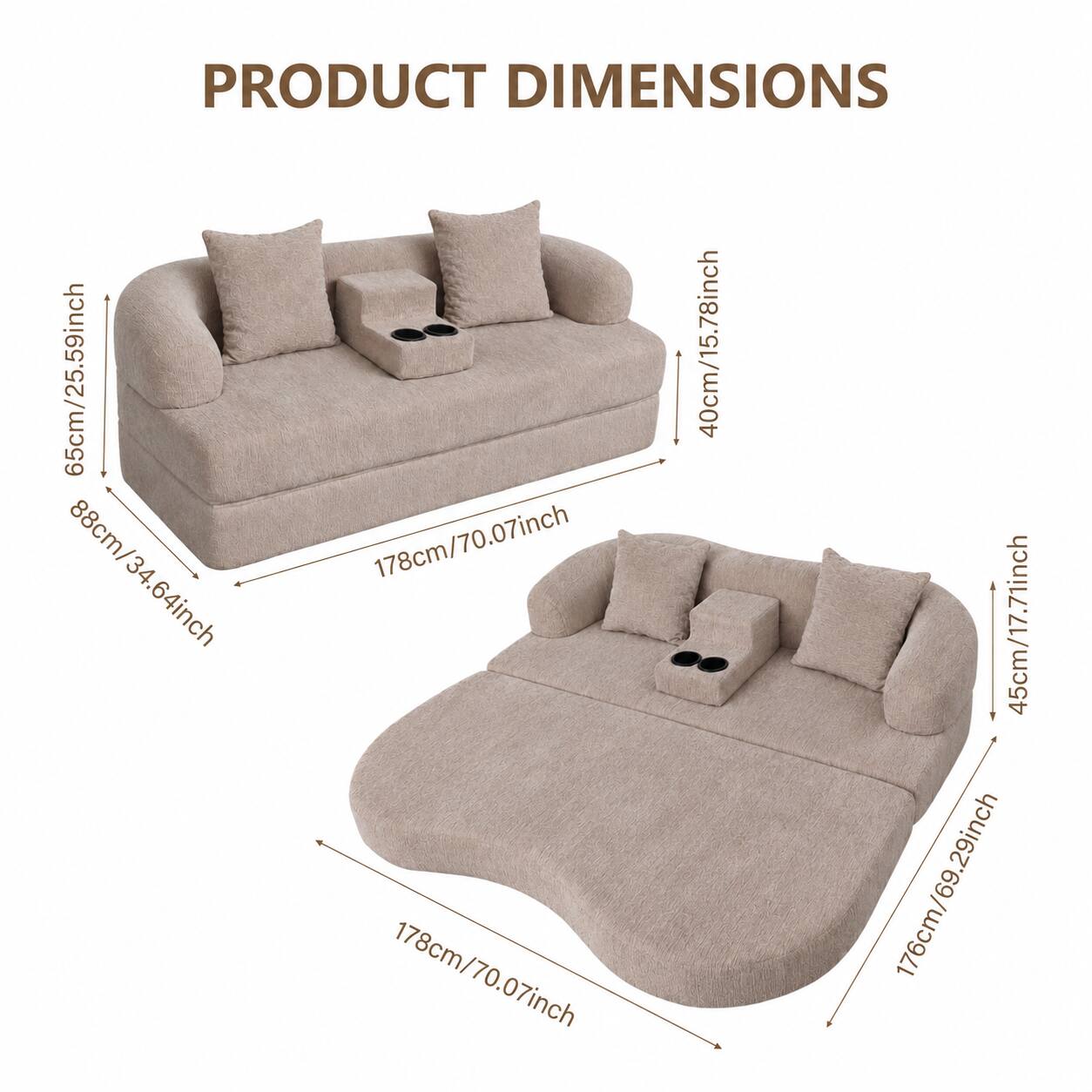 PRODUCT DIMENSIONS  
65cm/25.59inch  
40cm/15.78inch  
88cm/34.64inch  
178cm/70.07inch  
45cm/17.71inch  
176cm/69.29inch  
29inch  
178cm/70.07inch