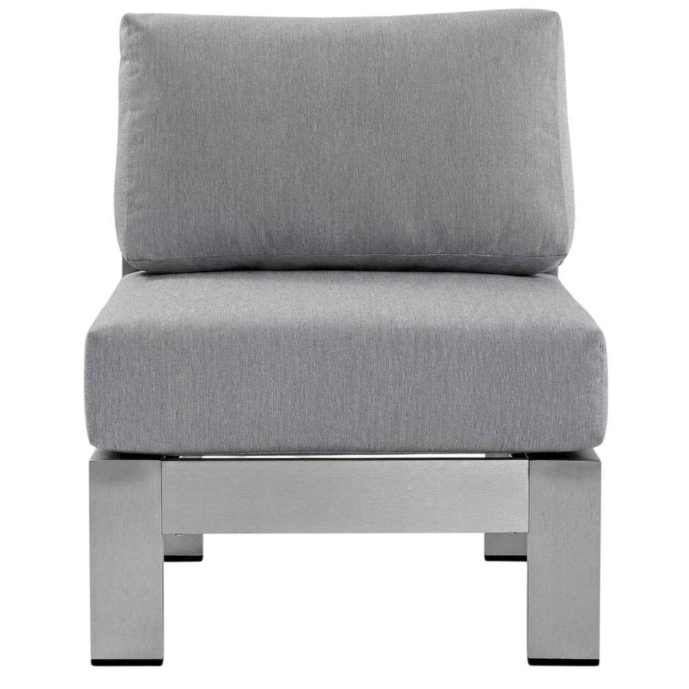 Back. Outdoor Escape - Armless Outdoor Patio Aluminum Chair For Lounge And Relaxation - Gray.