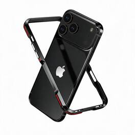 UUCOVER - Metal Bumper Case for Apple iPhone 18 Pro Shockproof Aluminum Alloy Bumper Frame - Red+Black
