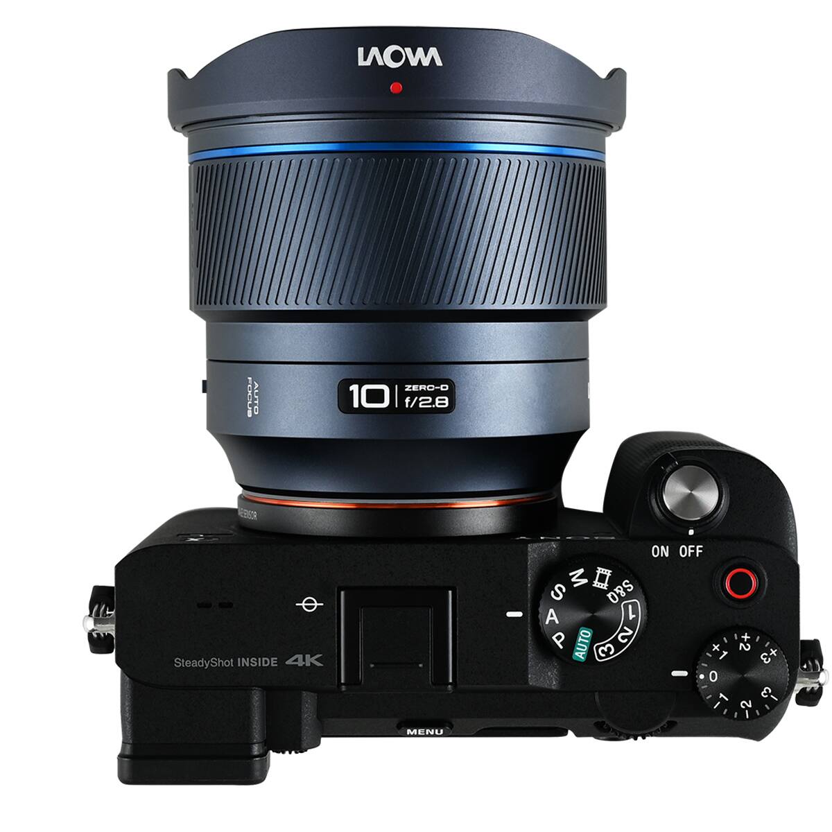 MOVI
FACUS
AUTO
ZERO-D 10 f/2.8
SteadyShot INSIDE 4K
ON OFF S M IIII S&Q A 1 P AUTO 2 E 1 0 1
+ 2 +3 2 -3
MENU