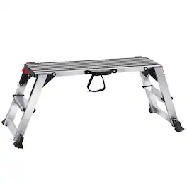 VEVOR - Folding Work Platform, 660 lbs Load Capacity, Aluminum Drywall Stool Ladder, Heavy Duty Work Bench w/ Non-Slip Feet - Silver
