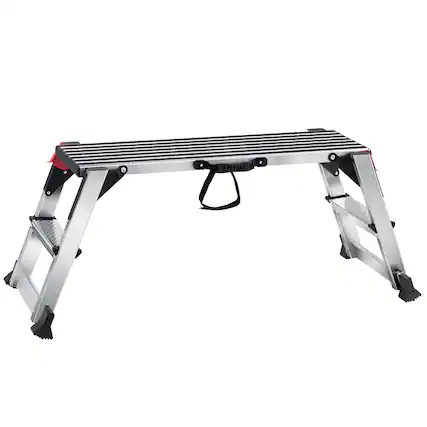 Front. VEVOR - Folding Work Platform, 660 lbs Load Capacity, Aluminum Drywall Stool Ladder, Heavy Duty Work Bench w/ Non-Slip Feet - Silver.