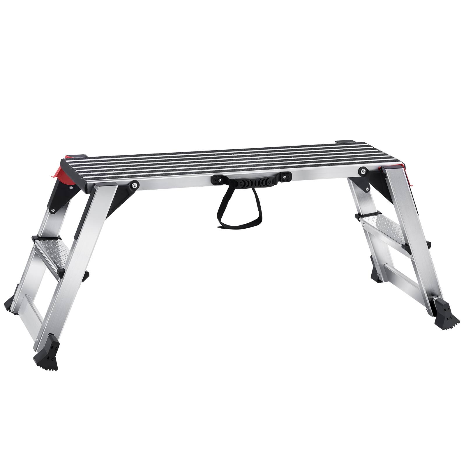Front. VEVOR - Folding Work Platform, 660 lbs Load Capacity, Aluminum Drywall Stool Ladder, Heavy Duty Work Bench w/ Non-Slip Feet - Silver.