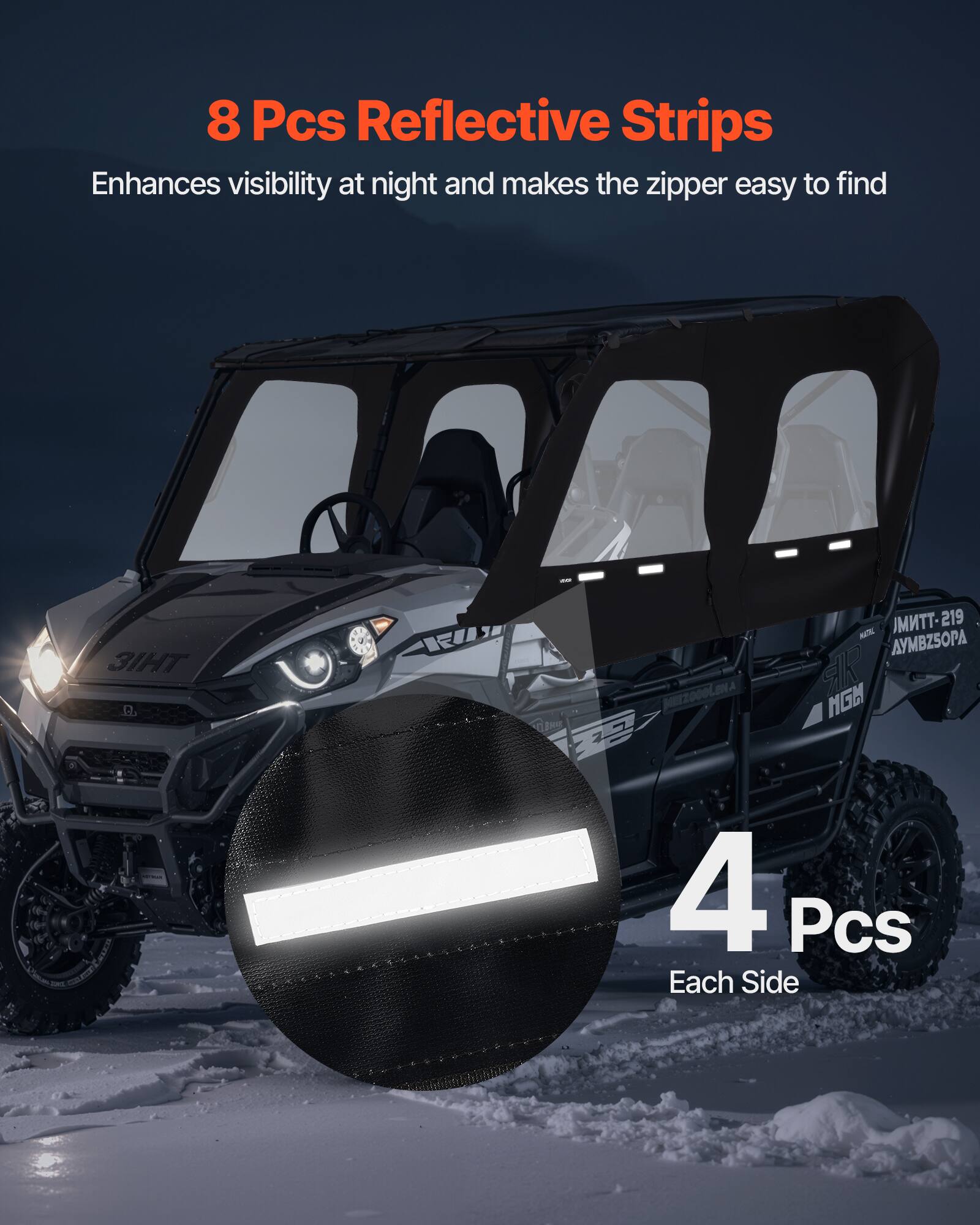 8 Pcs Reflective Strips Enhances visibility at night and makes the zipper easy to find - THIE - 219 A AYMBZ5OPA EEZ00OLENA SR NGC  
4 Pcs Each Side