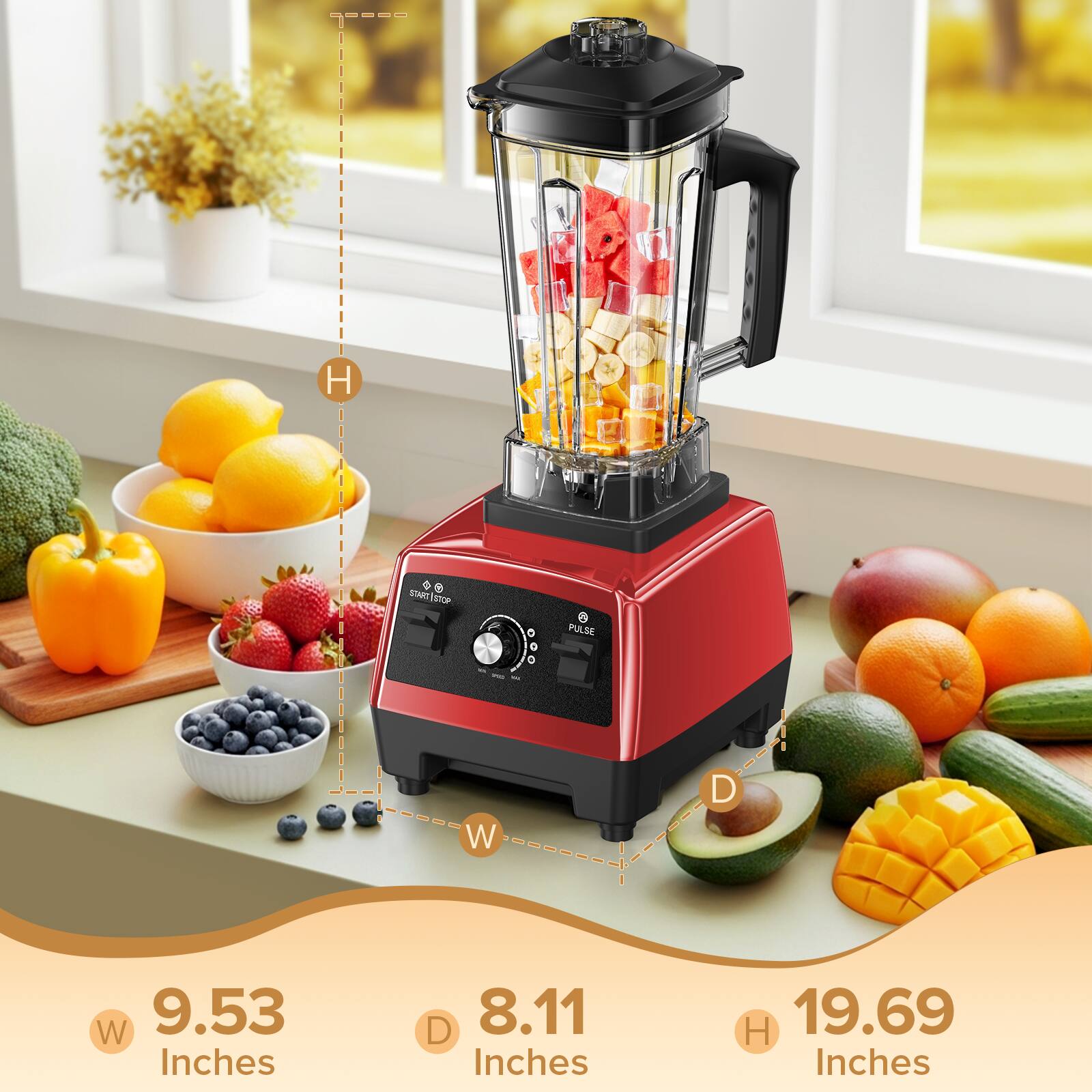 H SAE roP PULSE - W D W 9.53 Inches D 8.11 Inches H 19.69 Inches