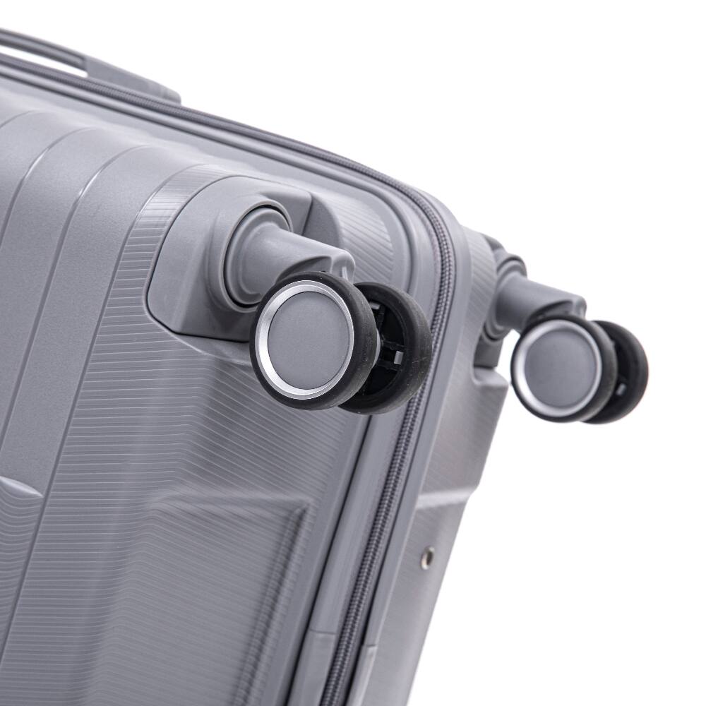 Back. Ropilly - Ropilly 4 Piece Luggage Set Hard Shell Suitcase Set with Cosmetic Case Light Gray - Light Gray.