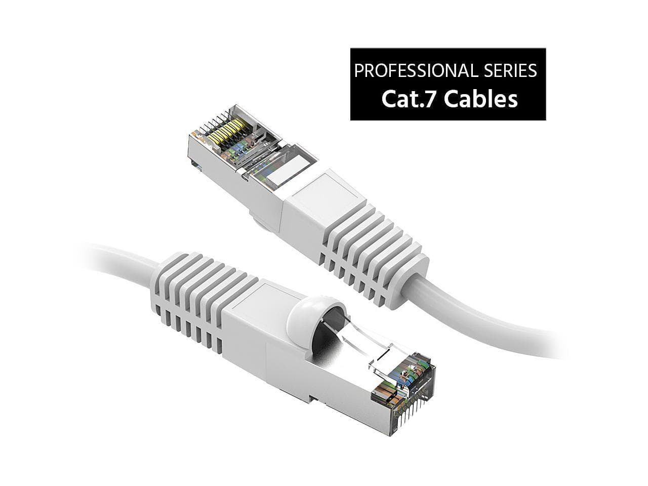 Nippon Labs - Cat7 Shielded 600MHz Ethernet Cable, 26AWG 1 Ft Gigabit LAN RJ45 Patch, White