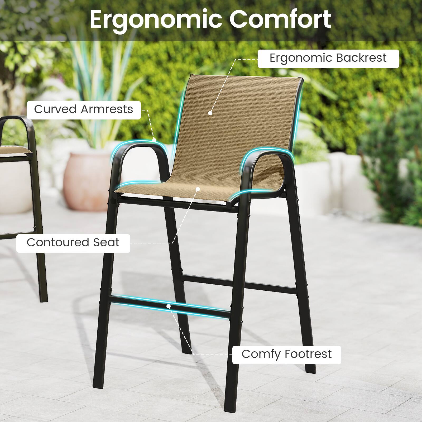 Ergonomic Comfort  
- Ergonomic Backrest  
- Curved Armrests  
- Contoured Seat  
- Comfy Footrest
