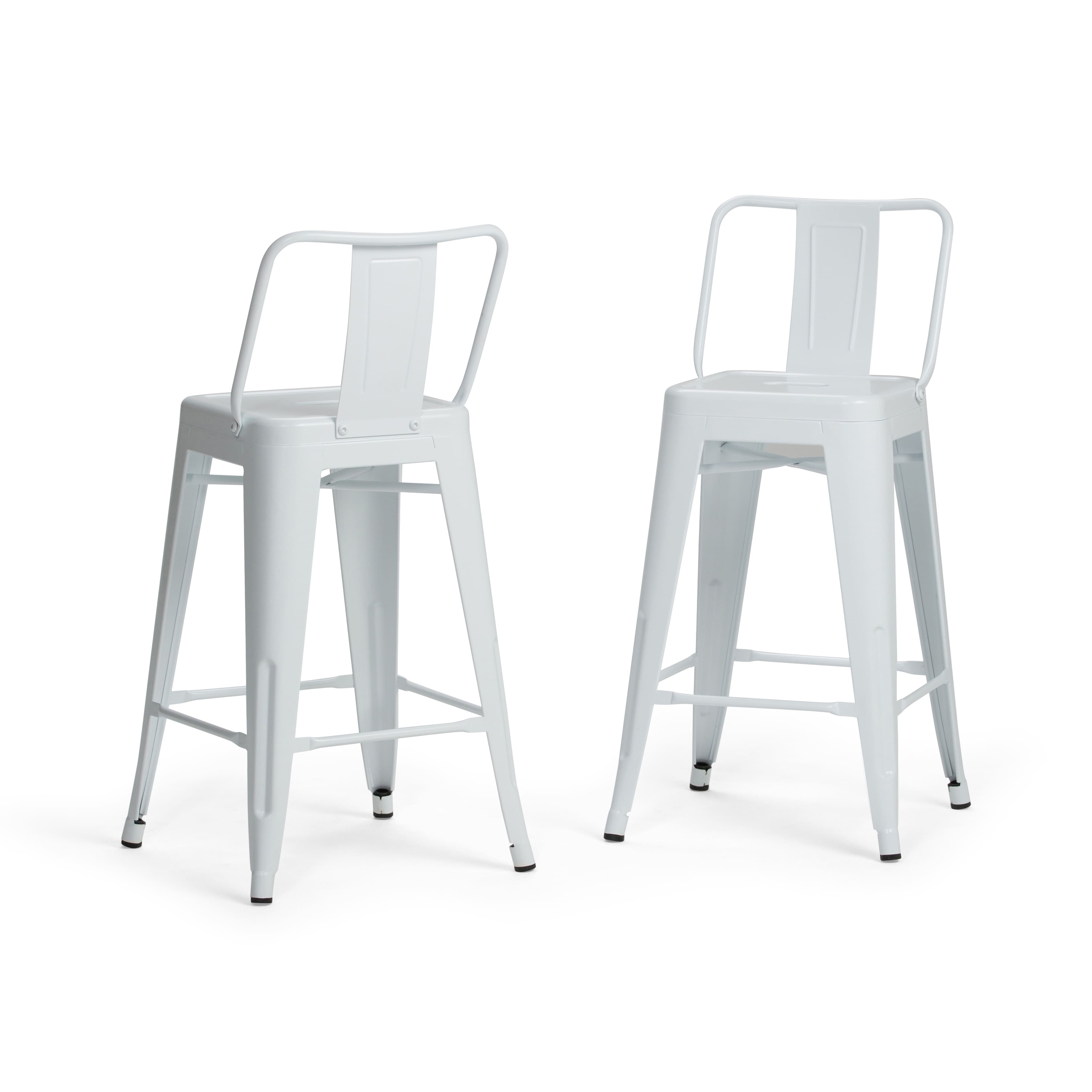 Front. Simpli Home - Rayne Metal Counter Height Stool (Set of 2) - White.