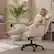 Alt View 3. Dowinx - Cross Legged Office Chair with Pivoting Armrests,Criss Cross Chair with Footrest and Reclining Backrest - Beige.