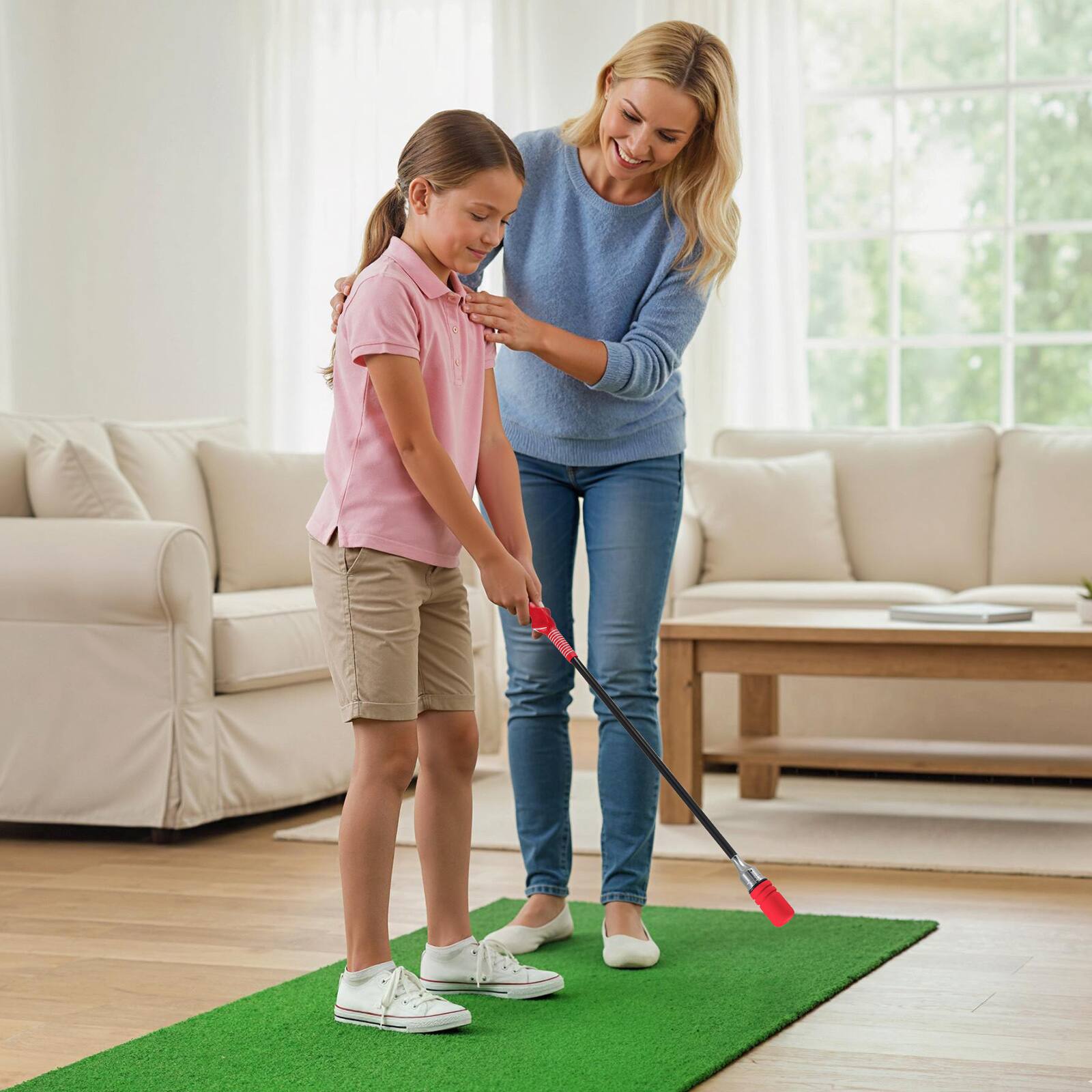 Alt View 1. Gymax - Gymax Golf Swing Trainer Click Stick Swing Training Aid for Speed Flexibility Balance Red - Red.