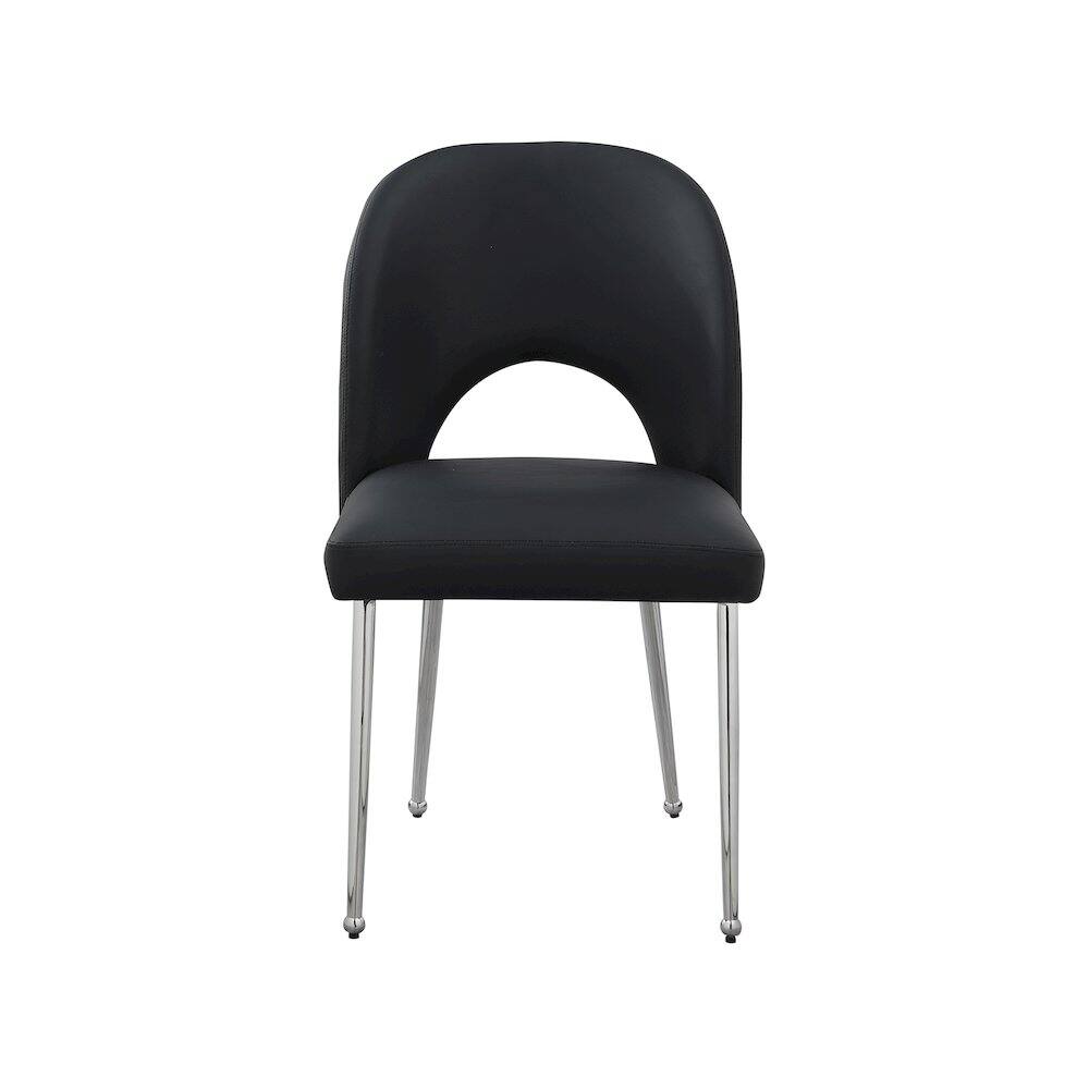 Alt View 2. Meridian Furniture - Logan Black Vegan Leather Dining Chair, Set of 2 - Black.