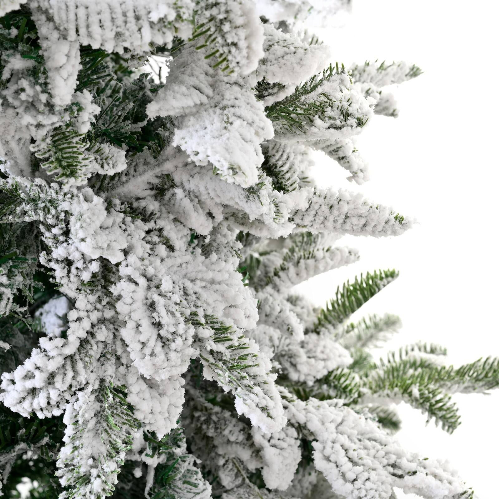 Alt View 5. Ecooso - Snow Flocked 8FT PE PVC Mixed Christmas Tree Hinged Xmas Tree - White.