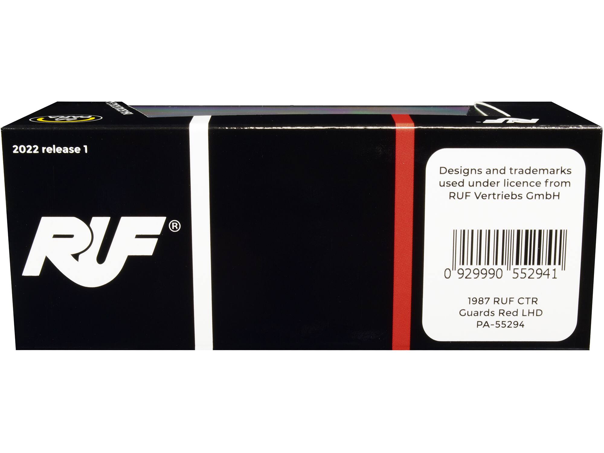 5 ESTE 2022 release 1 R RFF Designs and trademarks used under licence from RUF Vertriebs GmbH 0 929990 552941 1987 RUF CTR Guards Red LHD PA-55294