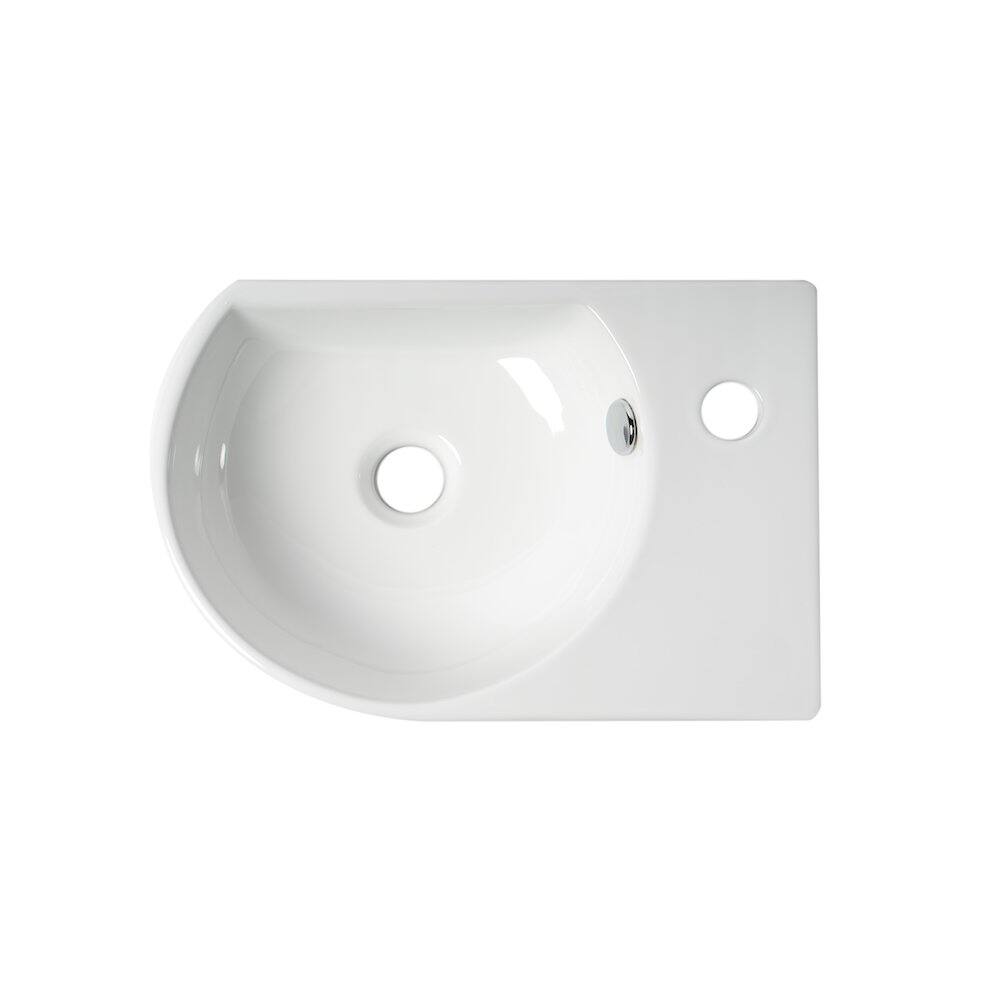 Alt View 1. Alfi - White 16" Small Wall Mounted Ceramic Sink with Faucet Hole - White.
