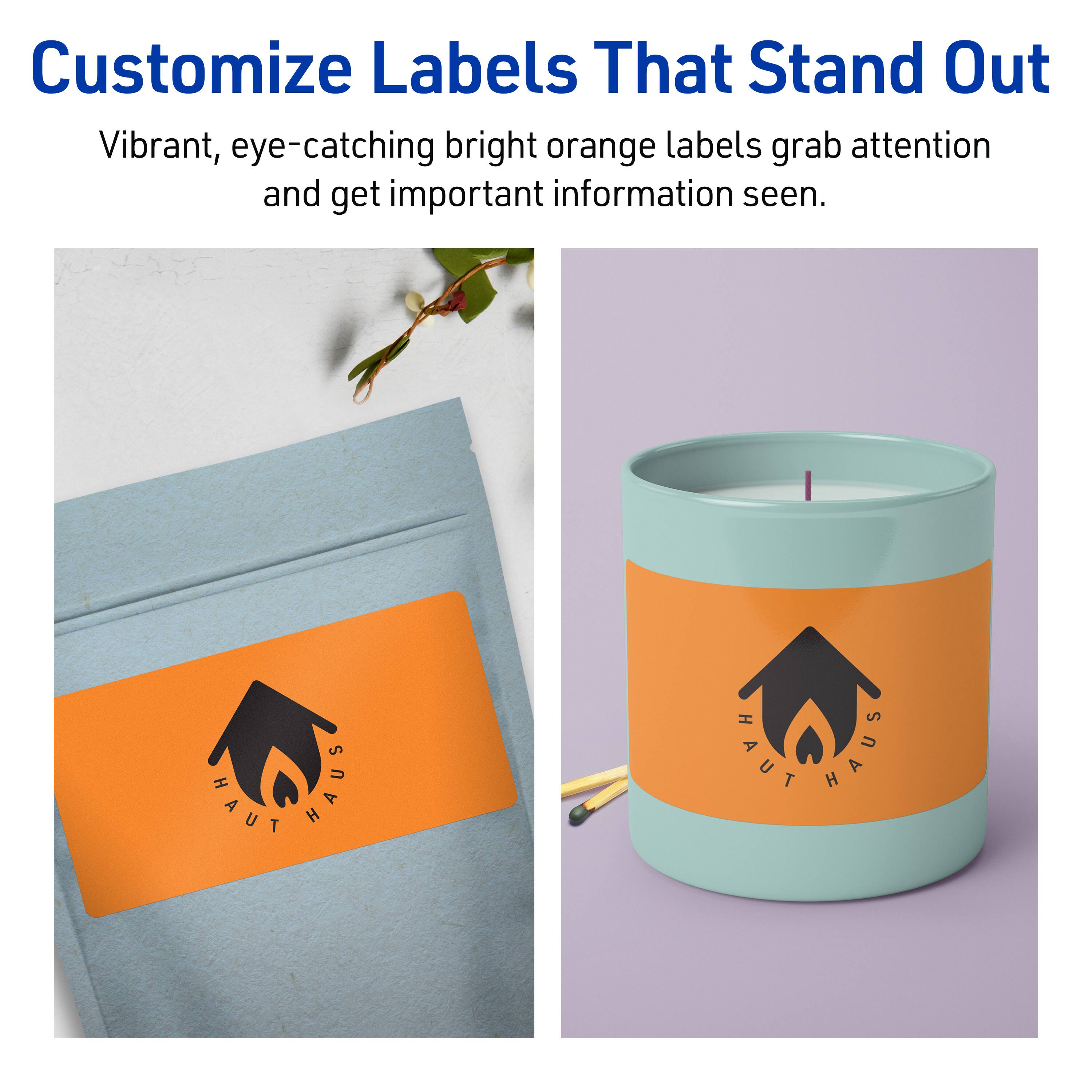 Customize Labels That Stand Out

Vibrant, eye-catching bright orange labels grab attention and get important information seen.

HAUT HAUS