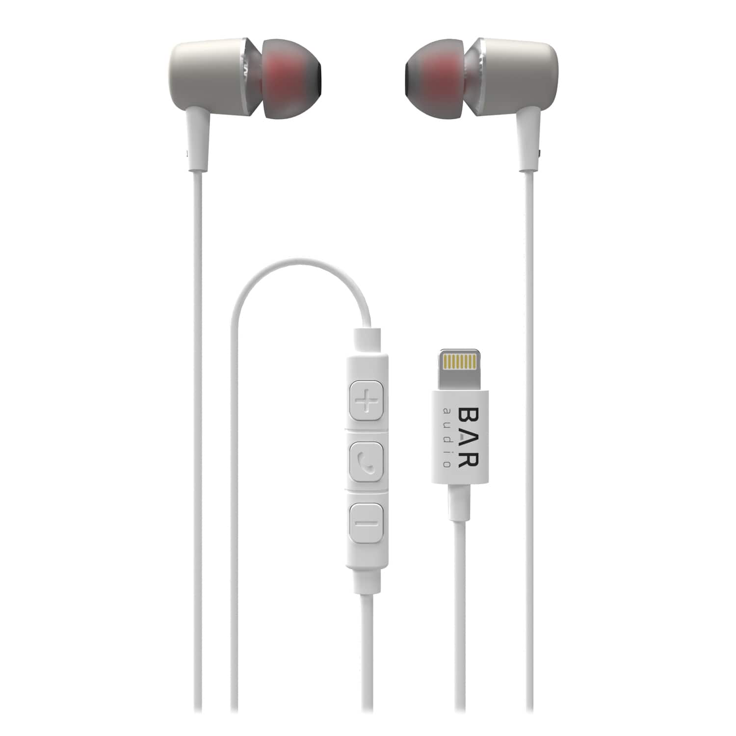 Cellhelmet - Bar Audio Wired In-Ear Earbuds, In-Line Mic/Remote, MFi Lightning Connector for iPhone - White