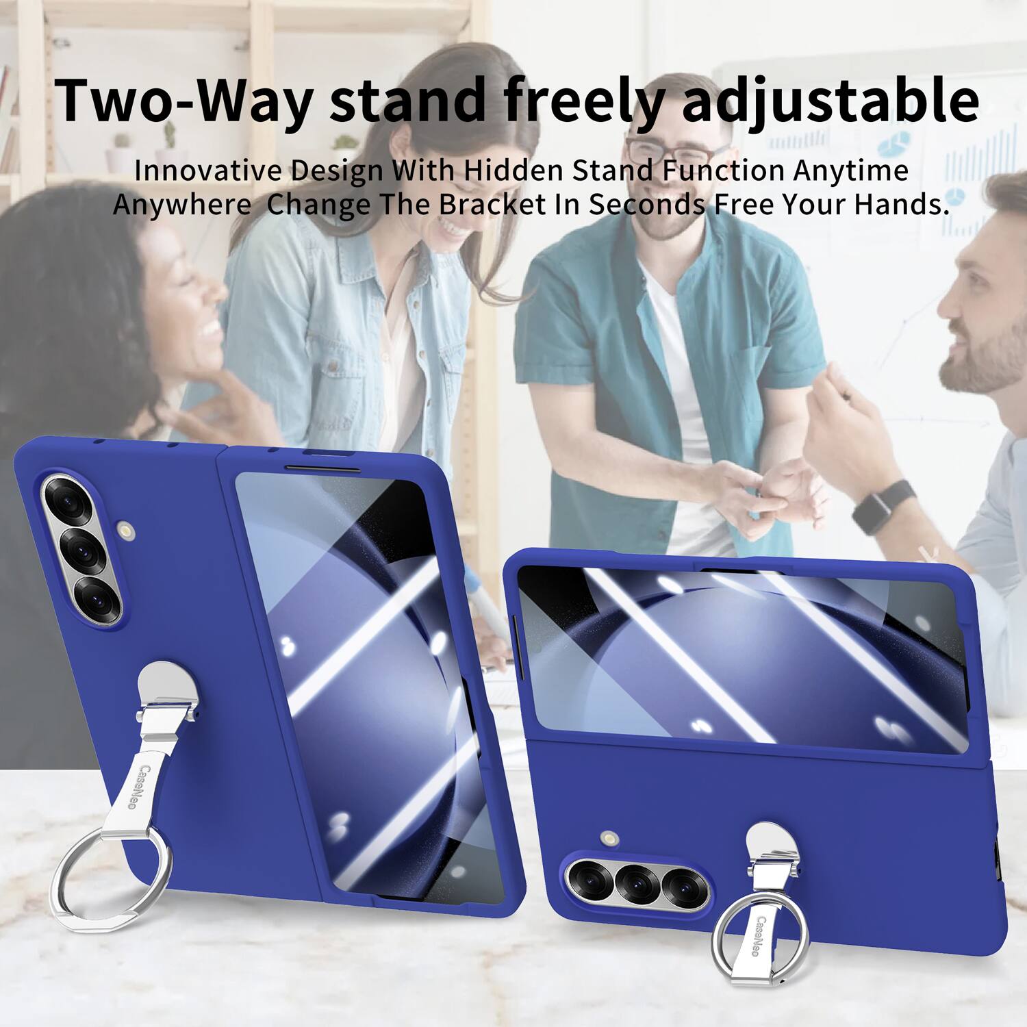 Two-Way stand freely adjustable  
Innovative Design With Hidden Stand Function Anytime Anywhere Change The Bracket In Seconds Free Your Hands.  
CossNeo CanoNeo