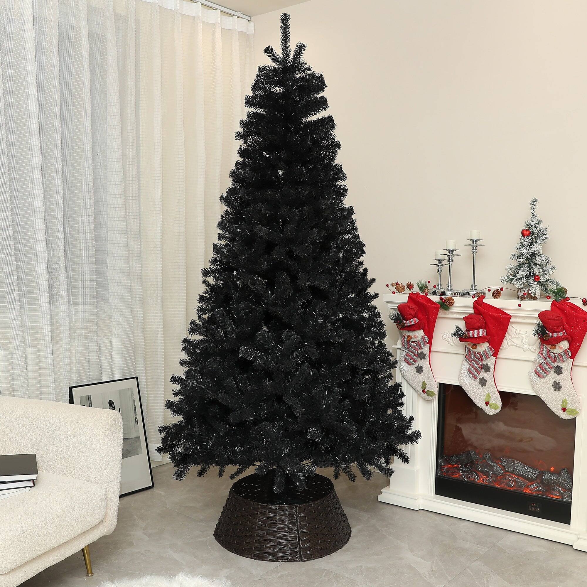 Alt View 5. BreeBe - 7.5ft Tall Artificial Christmas Tree - Black.
