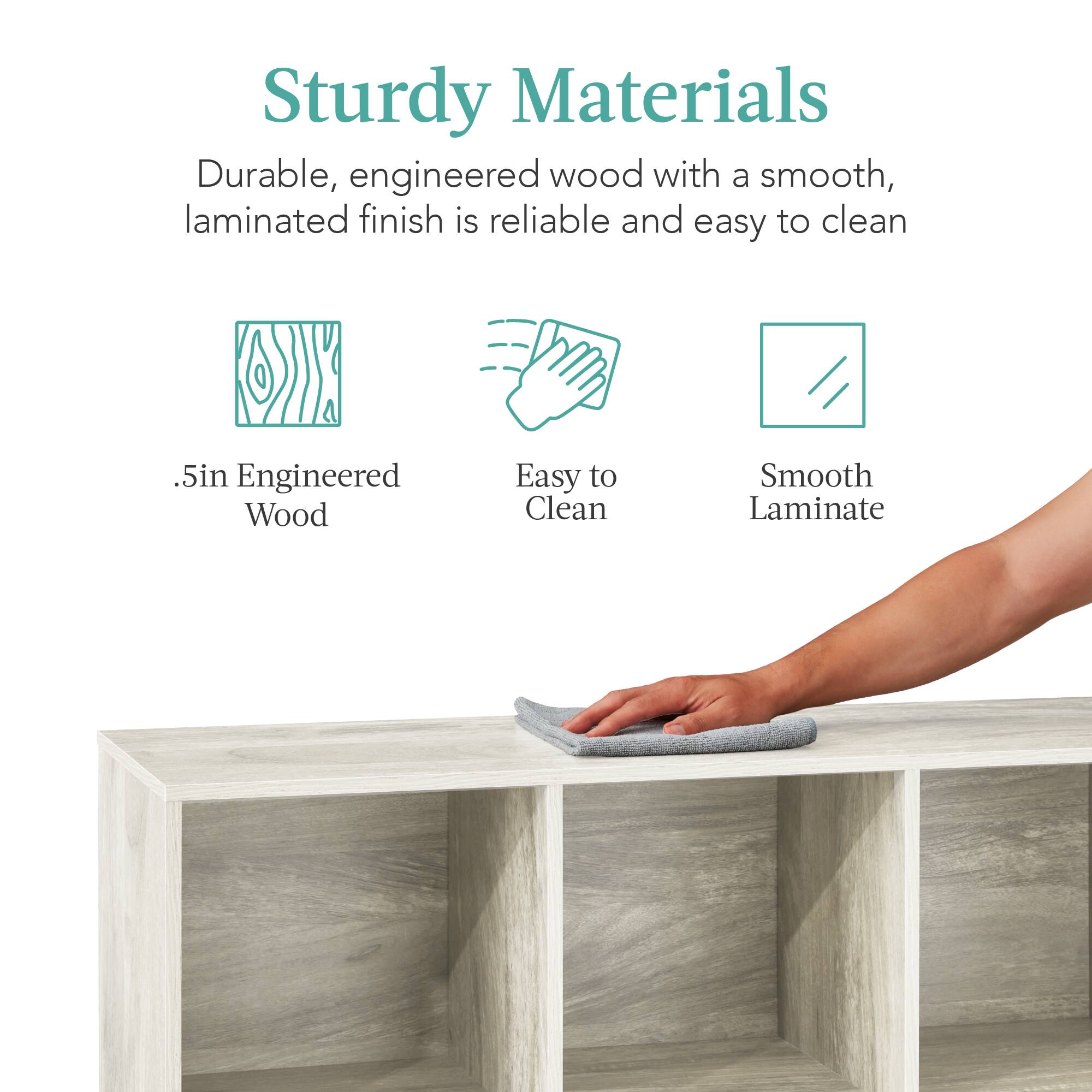 Sturdy Materials: Durable, engineered wood with a smooth, laminated finish is reliable and easy to clean. 

- .5in Engineered Wood
- Easy to Clean
- Smooth Laminate