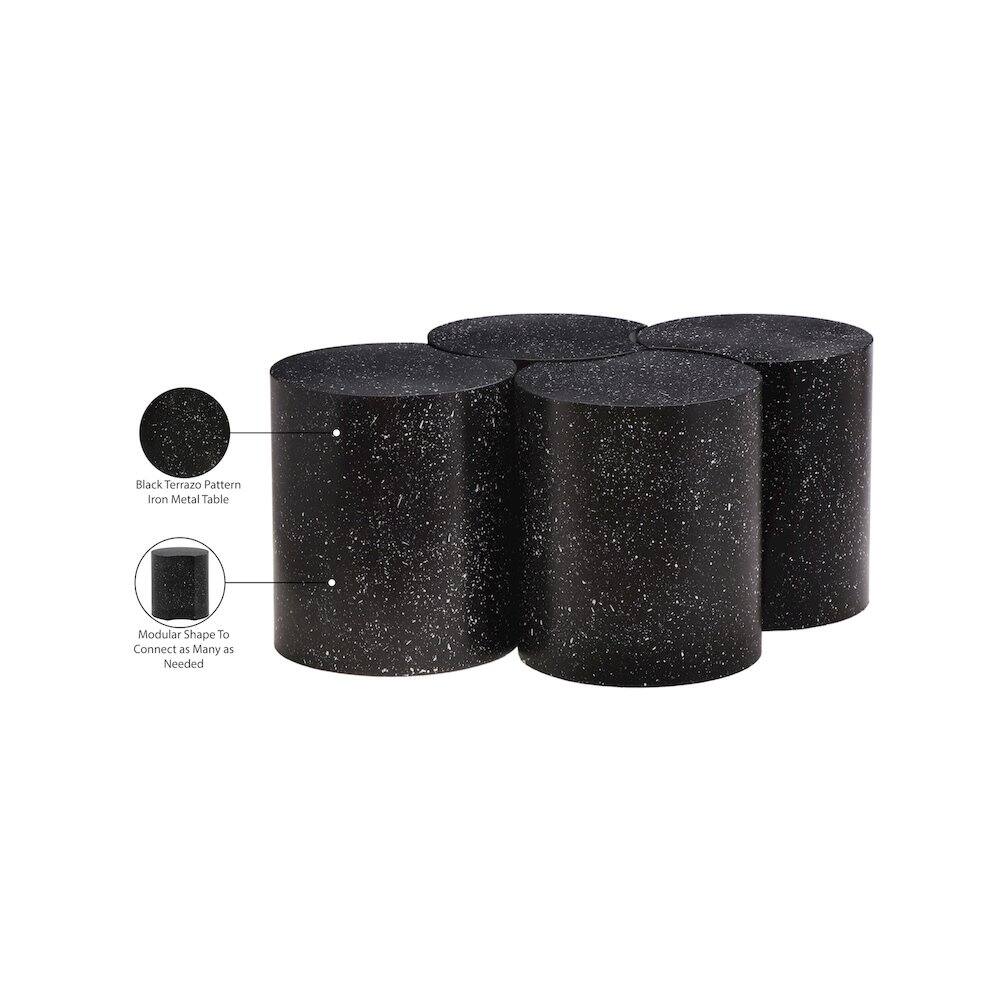 - Black Terrazzo Pattern
- Iron Metal Table
- Modular Shape To Connect as Many as Needed