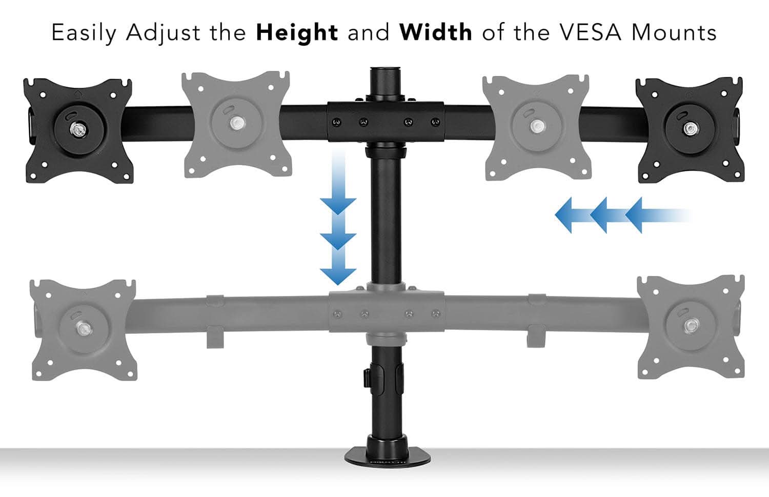 Easily Adjust the Height and Width of the VESA Mounts