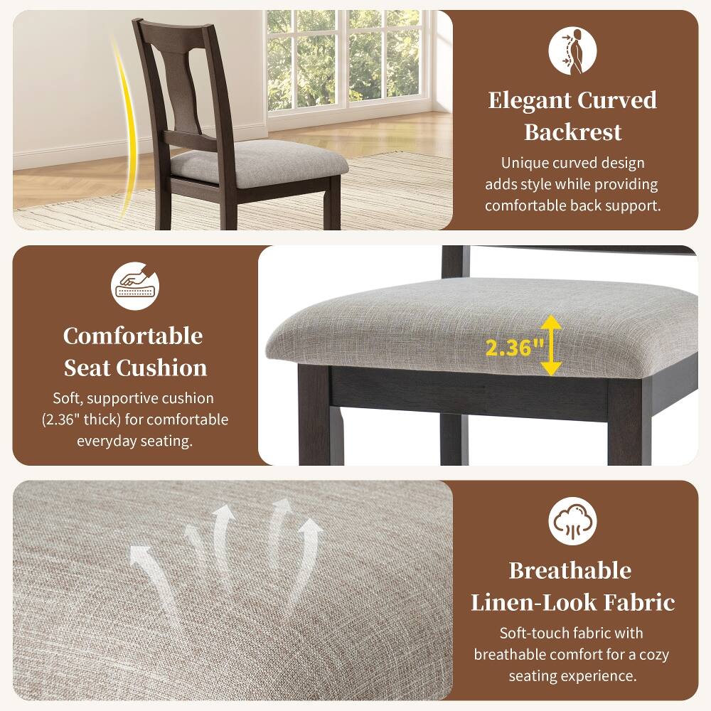Elegant Curved Backrest  
Unique curved design adds style while providing comfortable back support.

Comfortable Seat Cushion  
Soft, supportive cushion (2.36" thick) for comfortable everyday seating.

Breathable Linen-Look Fabric  
Soft-touch fabric with breathable comfort for a cozy seating experience.