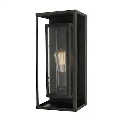 Front. Comfort Essence - Electric 60000165 1 light Outdoor Wall Sconce Matte Black Frosted Glass - Bronze, Montague.