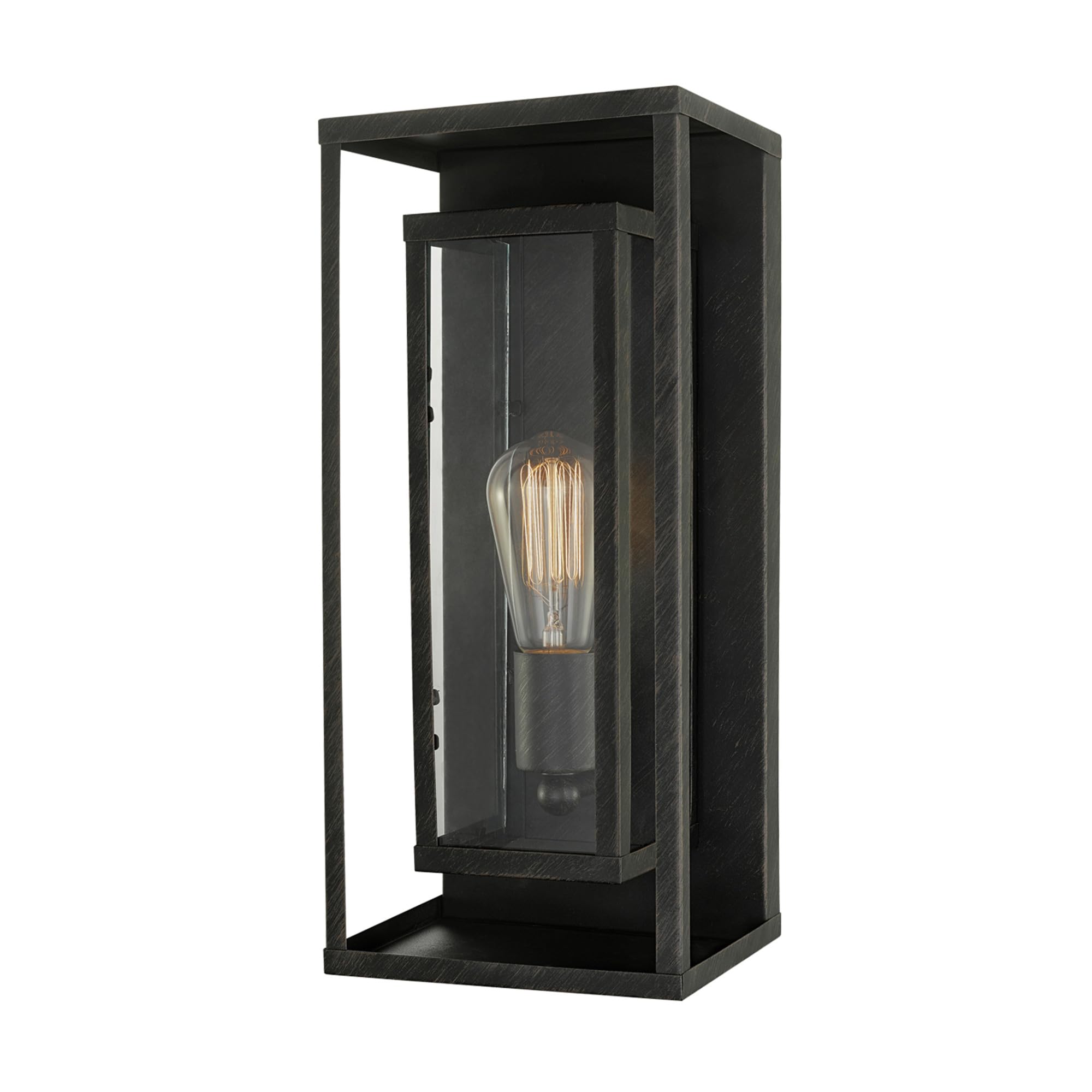 Front. Comfort Essence - Electric 60000165 1 light Outdoor Wall Sconce Matte Black Frosted Glass - Bronze, Montague.