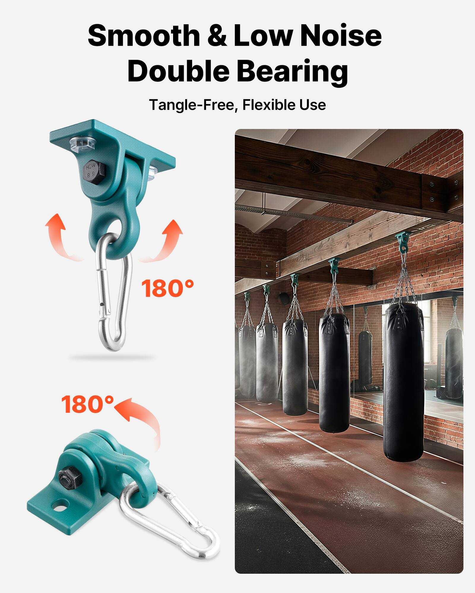 Smooth & Low Noise Double Bearing  
Tangle-Free, Flexible Use  
180°  
180°