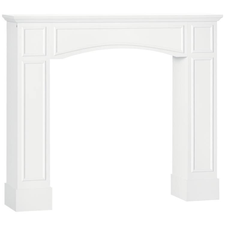 Front. PULUZ - Modern Fireplace Mantel, Surround Mantels for Fireplace with Decorative Pattern Interior Width 29 inch - White.