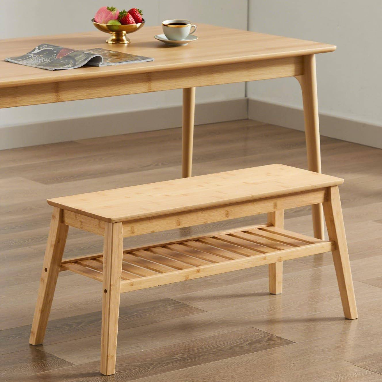 Back. JETRANSPORT - Dining Bench 33.46" Indoor Storage Small Wood Benches For Entryway Living Room Bedroom Hallway Outdoor Wooden - White.