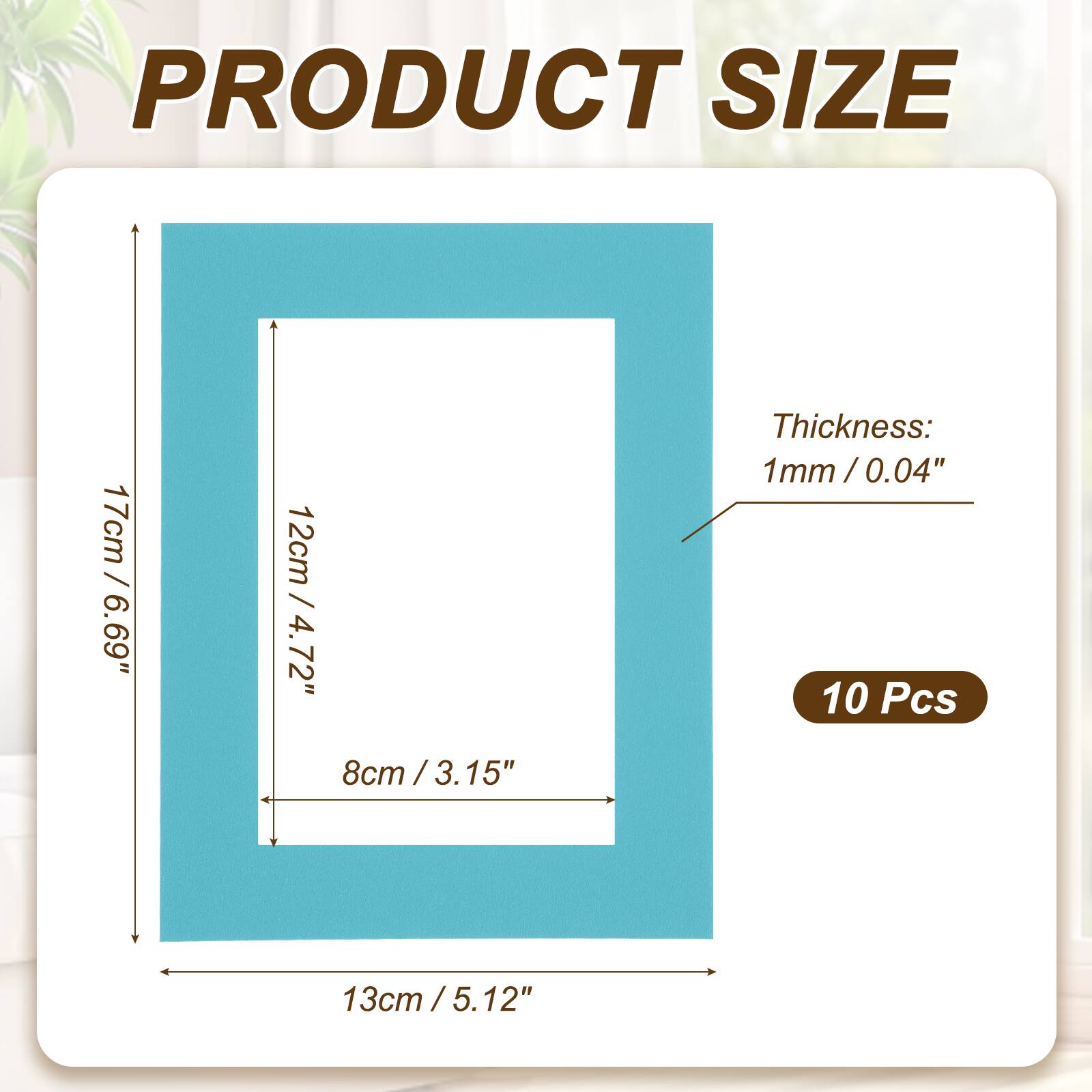 PRODUCT SIZE

17cm / 6.69"  
12cm / 4.72"  
8cm / 3.15"  
13cm / 5.12"  

Thickness: 1mm / 0.04"  

10 Pcs