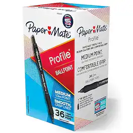 Paper Mate - Profile Retractable Ballpoint Pen, Medium Point, 36/Pack - Black Ink